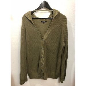 Olive Green George Button-up  Hooded Cardigan